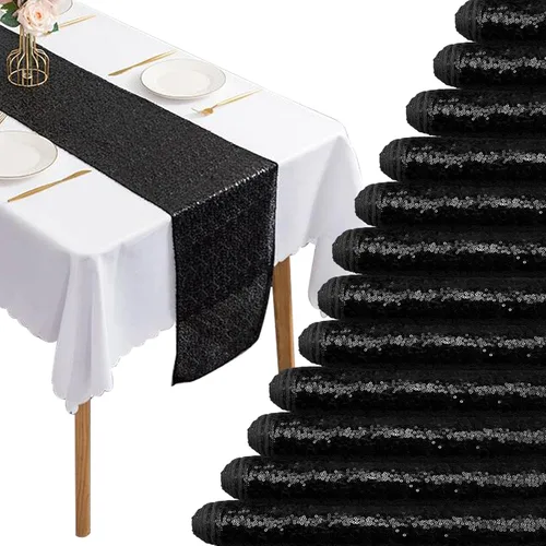 12 Paquetes de Caminos de Mesa con Lentejuelas Brillantes para Comedor para Cumpleaños, Bodas, Compromisos, Nupciales, Baby Shower, Despedida de
