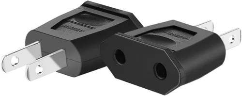 (Negro-2 piezas) Adaptador de enchufe de enchufe de Europa UE Euro a EE.UU. Cargador de viaje Convertidor de corriente alterna, enchufe de 2 pines a