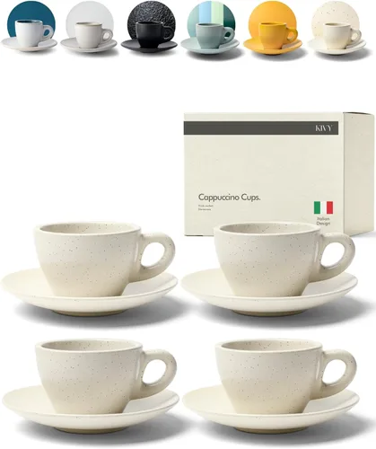 Miniatura 19 de KIVY Tazas de Gres para Espresso, Juego de 4 Piezas - Diseño Italiano, de Paredes Gruesas, 3 oz, Aptas para Microondas y Lavavajillas Verde