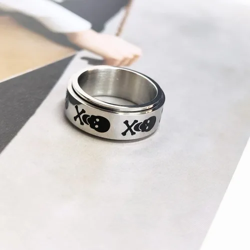 Miniatura 6 de Anillo giratorio de calavera punk para aliviar la ansiedad, anillos para hombres y mujeres, anillo de boda, nudillos, dedo medio, acero inoxidable