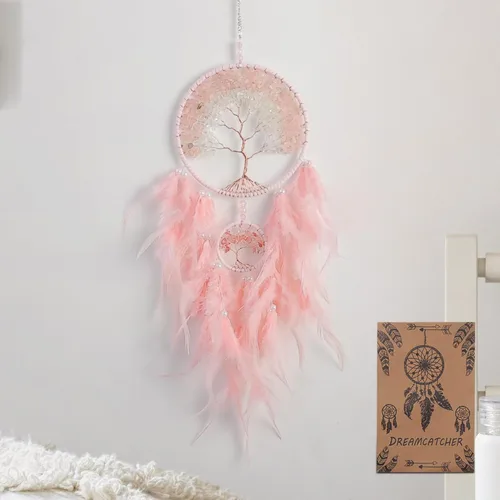 Miniatura 13 de Atrapasueños, Atrapasueños Hecho a Mano con Piedra de Cristal Curativo, Atrapasueños Árbol de la Vida Adorno Colgante para Hogar Dormitorio Fiesta