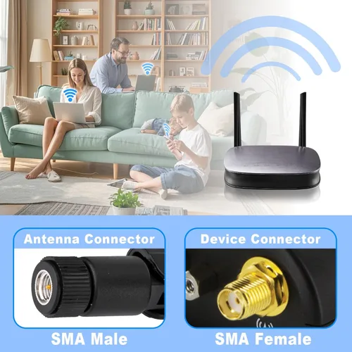 Miniatura 5 de Eightwood 5G 4G LTE GSM 3G Antena de banda ancha omnidireccional SMA Macho Antena 2-Pack para CPE Router Mobile Hotspot Wireless Home Phone Modem