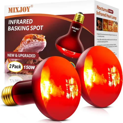 Miniatura 8 de MIXJOY Bombillas de calor infrarrojo de 100W, paquete de 2, focos de calor infrarrojo para reptiles, foco rojo de calor infrarrojo para reptiles