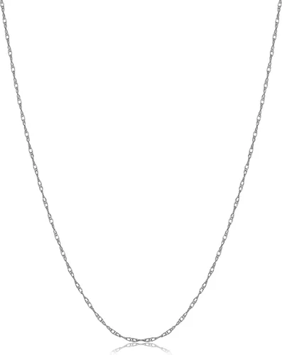 Miniatura 6 de Collar de cadena de oro amarillo, blanco o rosa de 14 quilates de 0.031 in (14, 16, 18, 20, 24 o 30 pulgadas), muy fino y ligero