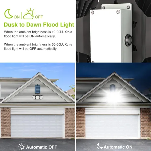 Miniatura 3 de Luces LED de inundación para exteriores, 150 W, 15000 lúmenes, 6000 K, del anochecer al amanecer, iluminación exterior con fotocélula IP66