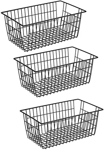 Miniatura 16 de Slideep Cestas de alambre para congelador, cesta de almacenamiento con asas, almacenamiento de alimentos para armarios de cocina, despensa, armario