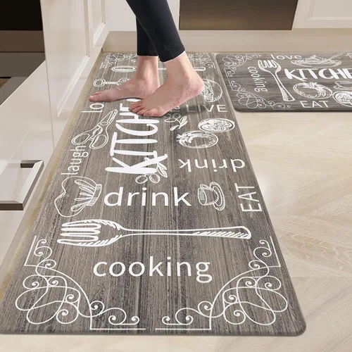Miniatura 20 de HEBE Juego de 2 tapetes de cocina gruesos y antifatiga acolchados para el suelo, alfombras impermeables antideslizantes, cómodos tapetes de chef