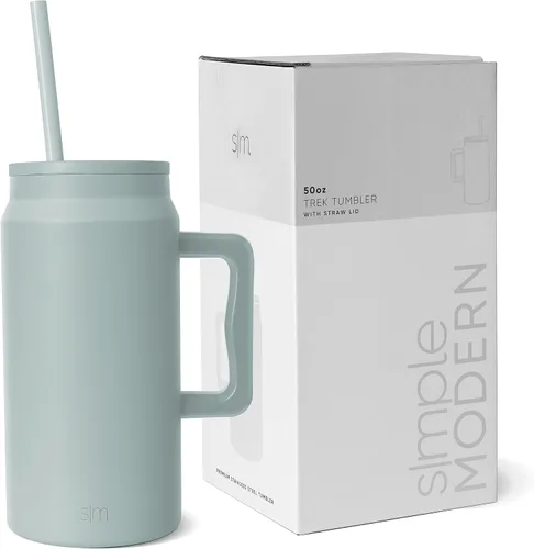 Miniatura 20 de Simple Modern - Vaso de 1,5 l con asa y tapa con pajita, botella de agua grande de acero inoxidable reutilizable con aislamiento, regalos para Rocío