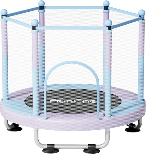 Fitinone - Cama elástica para niños, de 5 pies, para interiores y exteriores, con malla de seguridad, regalos de cumpleaños para niños, regalos para