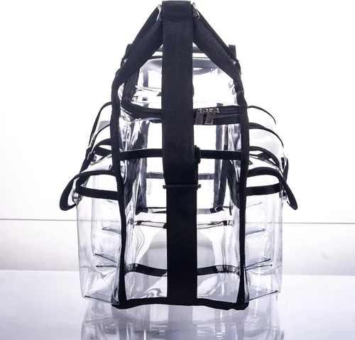 Miniatura 6 de Bolsa de maquillaje profesional de PVC transparente de gran apertura, bolsa de cosméticos para uñas, bolsas de belleza, organizador de herramientas