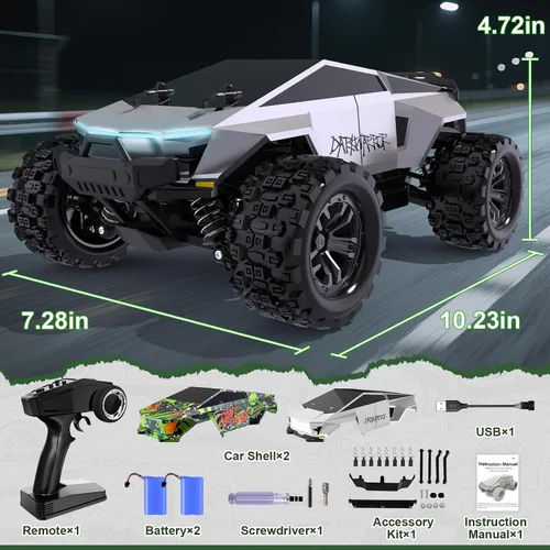 Miniatura 7 de Auto RC rápido todo terreno a escala 1:18, 40 KPH de alta velocidad 4WD vehículo eléctrico con control remoto de 2.4 GHz, camión monstruo