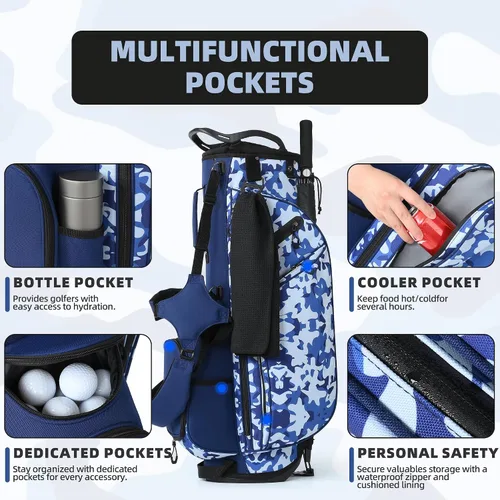 Miniatura 6 de Mile High Life Bolsa de Golf de 14 Vías - Ligera, Duradera y Repleta de Características, con Múltiples Bolsillos, Correa Dual y Capucha Cubre