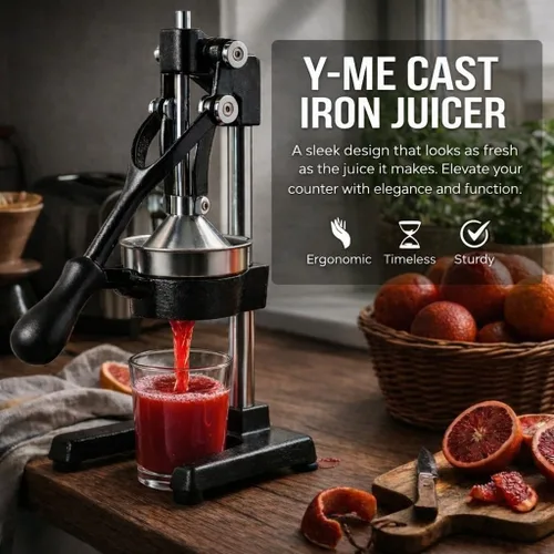 Miniatura 8 de Y-ME Cast Iron Juicer, Heavy Duty Manual Citrus Press with Stainless Steel Detachable Strainers, Hand Juicer for Orange, Lemon, Lime & Grapefruit