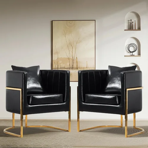 Miniatura 20 de Silla de Acento Moderna de Terciopelo, Sillón Tapizado Tipo Barril de Mediados de Siglo con Almohada para Sala de Estar, Cómoda Silla Individual