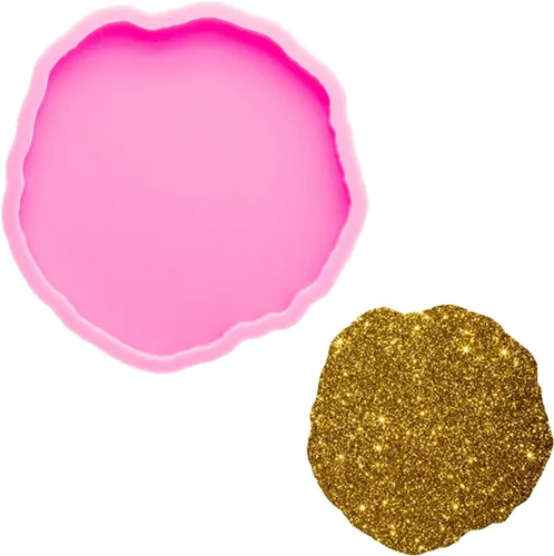 Moldes de posavasos redondos irregulares súper brillantes para fundición de resina de silicona para resina epoxi, moldes para bricolaje de ágata,