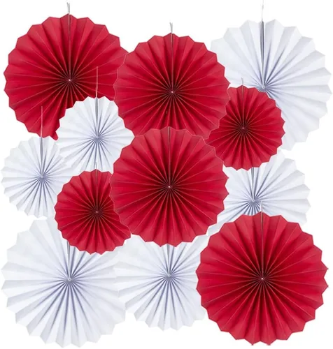 Miniatura 3 de MOWO Abanicos de papel negro para colgar decoración (negro, 6 piezas)
