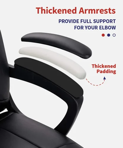 Miniatura 5 de CLATINA Silla ejecutiva de oficina de cuero, silla de escritorio de computadora con respaldo medio con soporte lumbar y reposabrazos acolchados