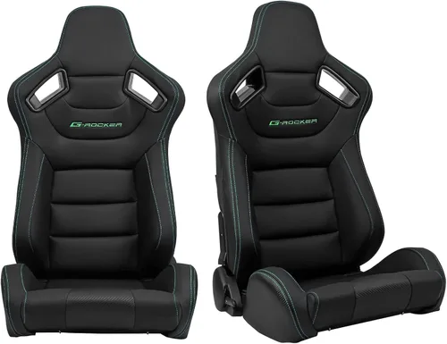 Miniatura 16 de FREEMOTOR802 Asientos universales para vehículos de carreras, asientos deportivos reclinables con deslizadores de doble bloqueo ajustables, 1 par