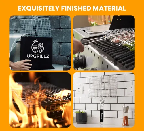 Miniatura 6 de UPGRILLZ Cestas de Parrilla para Pescado para Parrilla al Aire Libre de Verduras, Rejilla para Asar Pescado para Parrilla, Cesta de Parrilla BBQ