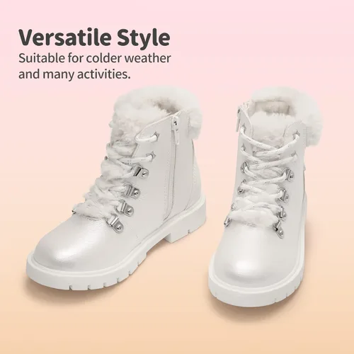 Miniatura 5 de DREAM PAIRS Botas de moda con cierre lateral y cordones para niñas y niños