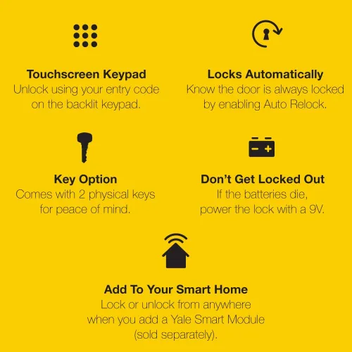 Miniatura 4 de Yale Assure - Manija electrónica de puerta con pantalla táctil, teclado no conectado de níquel satinado que proporciona entrada sin llave con código