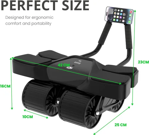 Miniatura 5 de Ab Roller - Equipo de gimnasio en casa – Rodillo muscular de 4 ruedas con pantalla LCD, 5 bandas de resistencia, correas de tobillo, anclaje