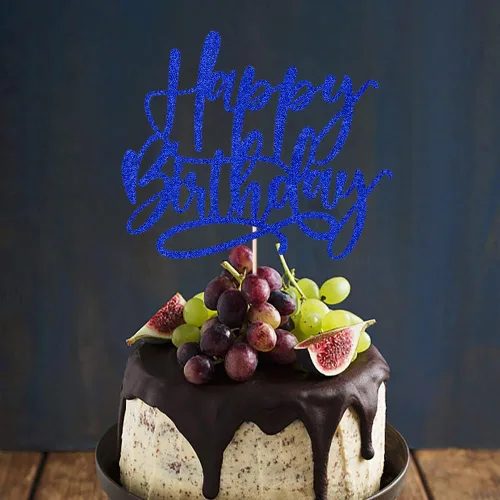 Miniatura 6 de Kaoenla Decoración de Pastel de Feliz Cumpleaños Azul - decoración de pastel de feliz cumpleaños azul real, niños y niñas, hombres y mujeres