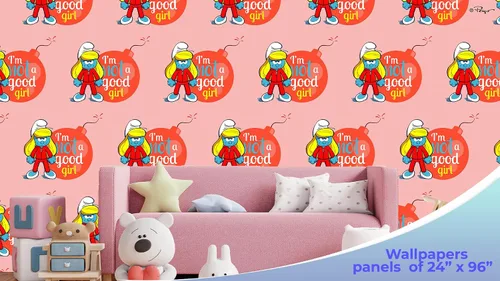 Miniatura 5 de EGD The Smurfs - Papel tapiz para despegar y pegar de la serie X The Smurfs, colección Prime, papel tapiz temático para diseño de interiores