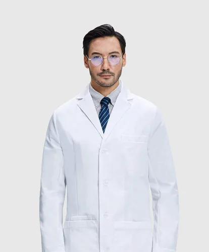 Miniatura 5 de Dr. James Abrigo de laboratorio de calidad para hombre, ajuste a medida, bolsillos para tableta de smartphone, 38 pulgadas