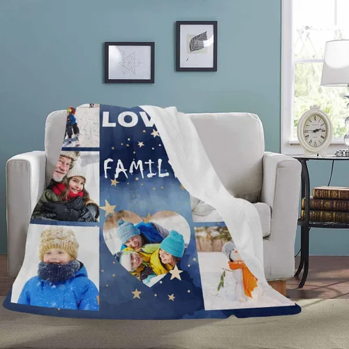 Miniatura 4 de YESCUSTOM Manta personalizada con 10 fotos, manta familiar personalizada para mamá y papá, mantas personalizadas de collage de fotos, mantas