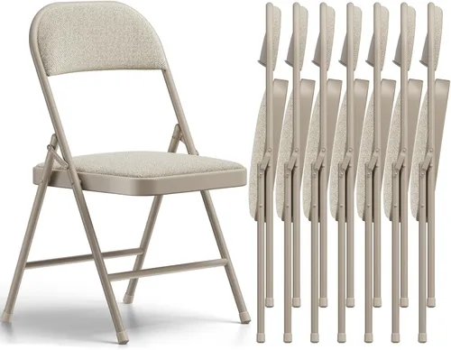 Miniatura 11 de Paquete de 2 sillas plegables, sillas de comedor plegables de piel sintética con asiento y respaldo acolchados, juego de sillas plegables