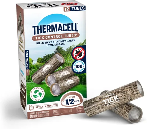 Thermacell Tubos de control de garrapatas; 12 por caja; sin aerosol, fácil de usar; mata las garrapatas que pueden transmitir la enfermedad de Lyme;