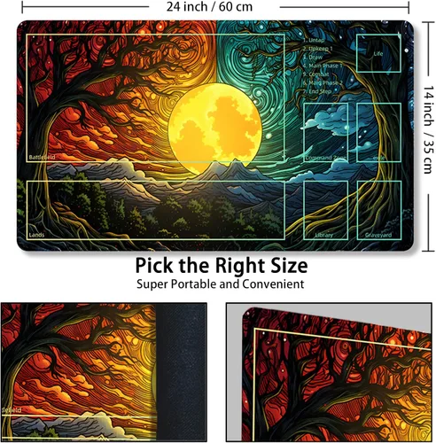 Miniatura 3 de Tapete de juego para MTG con bolsas de almacenamiento gratis, tapete de juego de 24 x 14 pulgadas TCG y alfombrillas de juego de mesa para tarjetas
