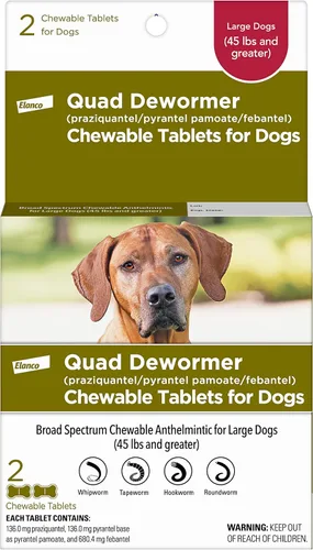 Miniatura 9 de Elanco Desparasitador cuádruple masticable para perros pequeños, 2-25 libras, 4 tabletas masticables, blanco