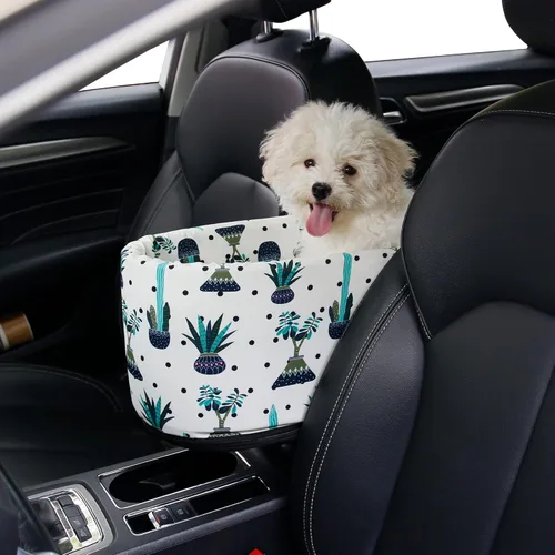 Miniatura 11 de Asiento elevador de seguridad para mascotas, asiento de automóvil con consola central para perros pequeños, gatos, asiento elevador para A cuadros