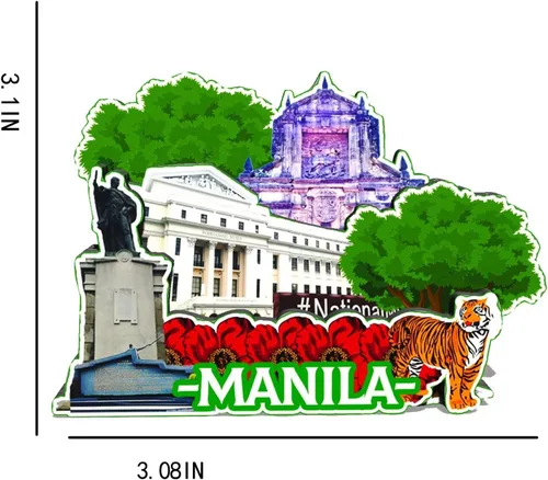 Miniatura 3 de Imán de Manila de Filipinas para nevera de madera 3D, monumentos de viaje, coleccionables, recuerdos, decoración hecha a mano -587