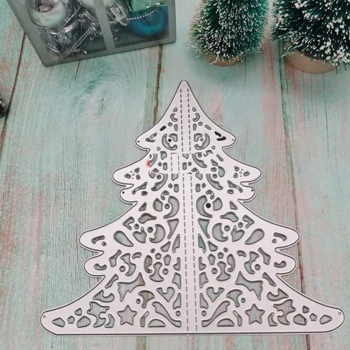 Miniatura 6 de Suds&WH Troqueles de metal para árbol de Navidad 3D, plantillas de corte de árbol de Navidad para álbumes de recortes, troqueles decorativos