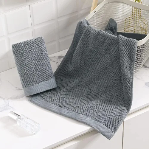 Miniatura 6 de sense gnosis Toalla de mano a rayas de espiga gris de primera calidad, 100% algodón, ultra suave, altamente absorbente, juego de 2 toallas de mano
