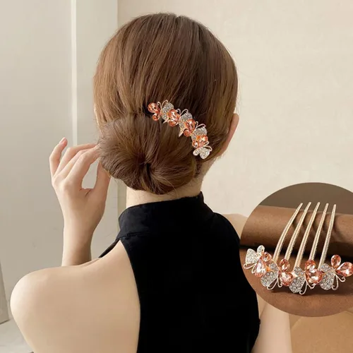 Miniatura 5 de 3 peines para el cabello con diamantes de imitación de mariposa, 5 dientes, peines laterales de cristal, vintage, herramientas para el cabello