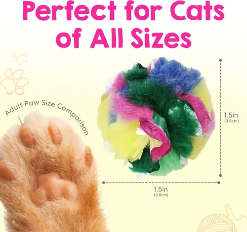 Miniatura 5 de Paquete de 4 bolas de juguete arrugadas para gatos Juguetes suaves para gatos y gatitos de interior Acetato de grado alimenticio más seguro que