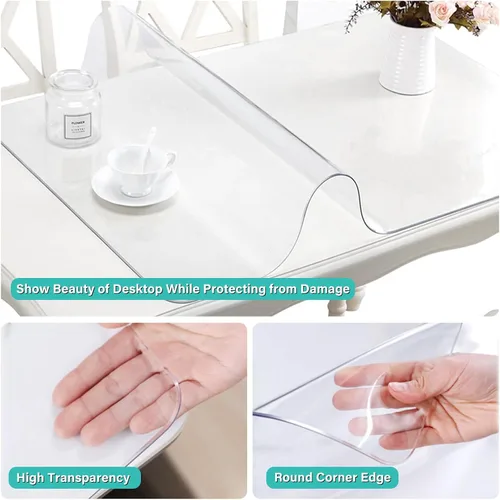 Miniatura 2 de Protector de Mesa Transparente de 12X12 Pulgadas, Cubierta Protectora de Mesa de Plástico de 1.5mm de Grosor, Cubierta de Mantel Impermeable
