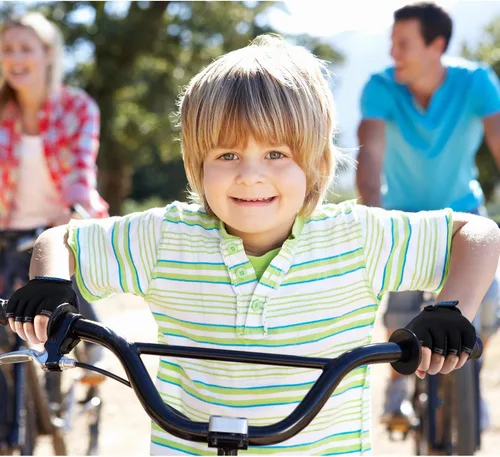 Miniatura 6 de Boao 3 pares de guantes de medio dedo para niños guantes de deporte antideslizantes de gel para niños Ciclismo de montar en bicicleta, azul, gris