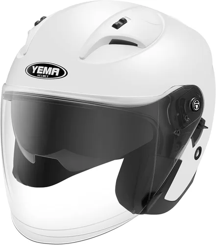 Miniatura 2 de Casco abierto para motocicleta, YEMA YM-637 aprobado por DOT, medio casco 3/4 con visera solar para adultos, hombres y mujeres Blanco