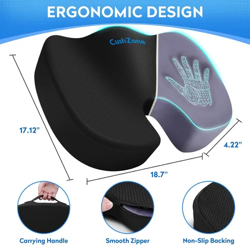 Miniatura 2 de CushZone - Cojín de asiento para silla de oficina, cojines para silla de oficina, cojín para asiento de auto, almohadilla antideslizante para alivio