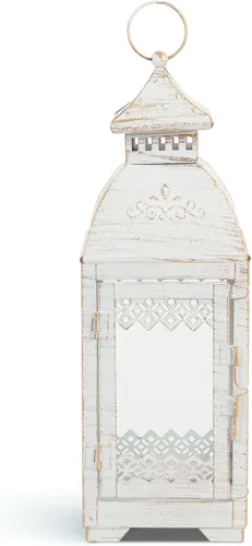 Zingz & Thingz - Faroles de vela victorianos vintage, decoración del hogar, 13 pulgadas de alto, encaje blanco