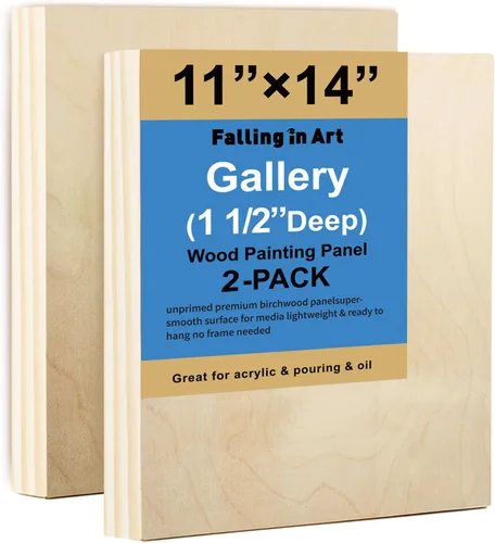 Miniatura 8 de Falling in Art Paquete de 2 paneles de lienzo de madera sin terminar, kit de paneles de madera de abedul de galería de 20 x 20 pulgadas, tablas