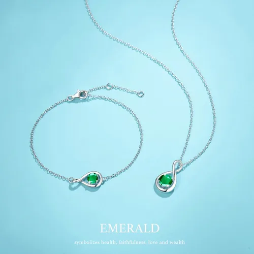 Miniatura 2 de FANCIME Pulsera de Amor de Plata de Ley 925 Pulseras de Piedra Natal Infinita para Mujeres, Joyería Fina, Regalos de Cumpleaños y Navidad para Ella
