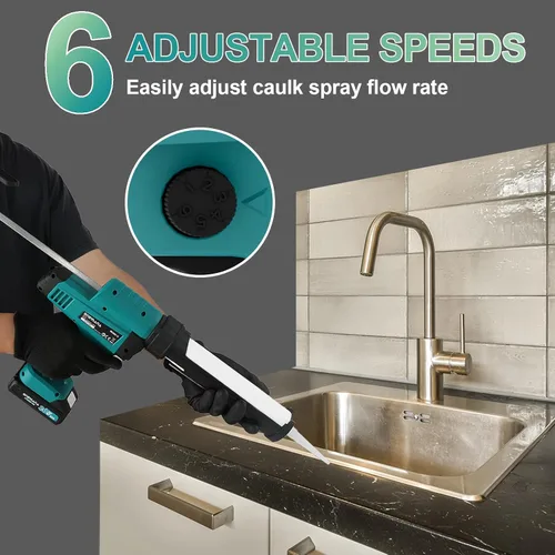 Miniatura 5 de Pistola de calafateo de 20 V de retracción automática sin goteo con LED 10.1 fl oz/10 onzas, herramienta de calafateo de silicona para llenado