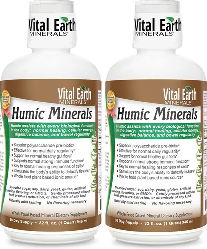 Vital Earth Minerals Humic Minerals - Paquete de 2 suplementos de ácido fúlvico con más de 70 minerales traza, electrolitos para recuperación y