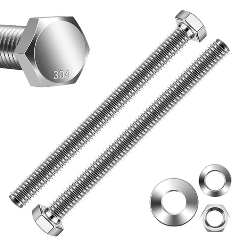 Miniatura 15 de Mellewell Pernos de cabeza hexagonal de 1/2-13 x 1-1/2 pulgadas con tuercas hexagonales y arandelas planas gruesas y de seguridad, totalmente